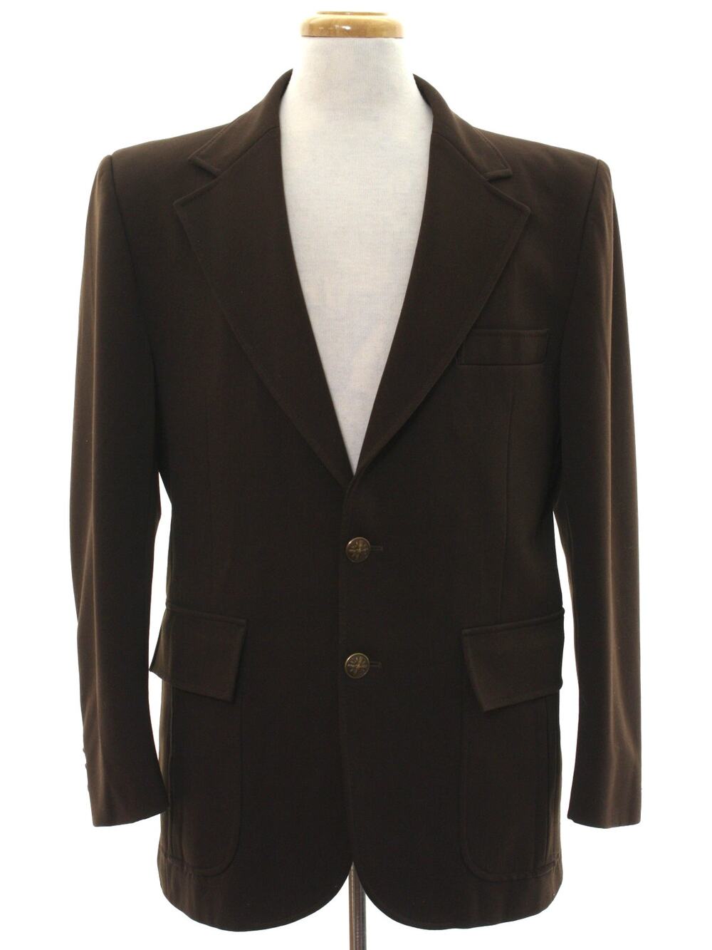 Vintage 70s JCPenney Brown Polyester Knit Blazer Sport Coat Men's 42 Chest